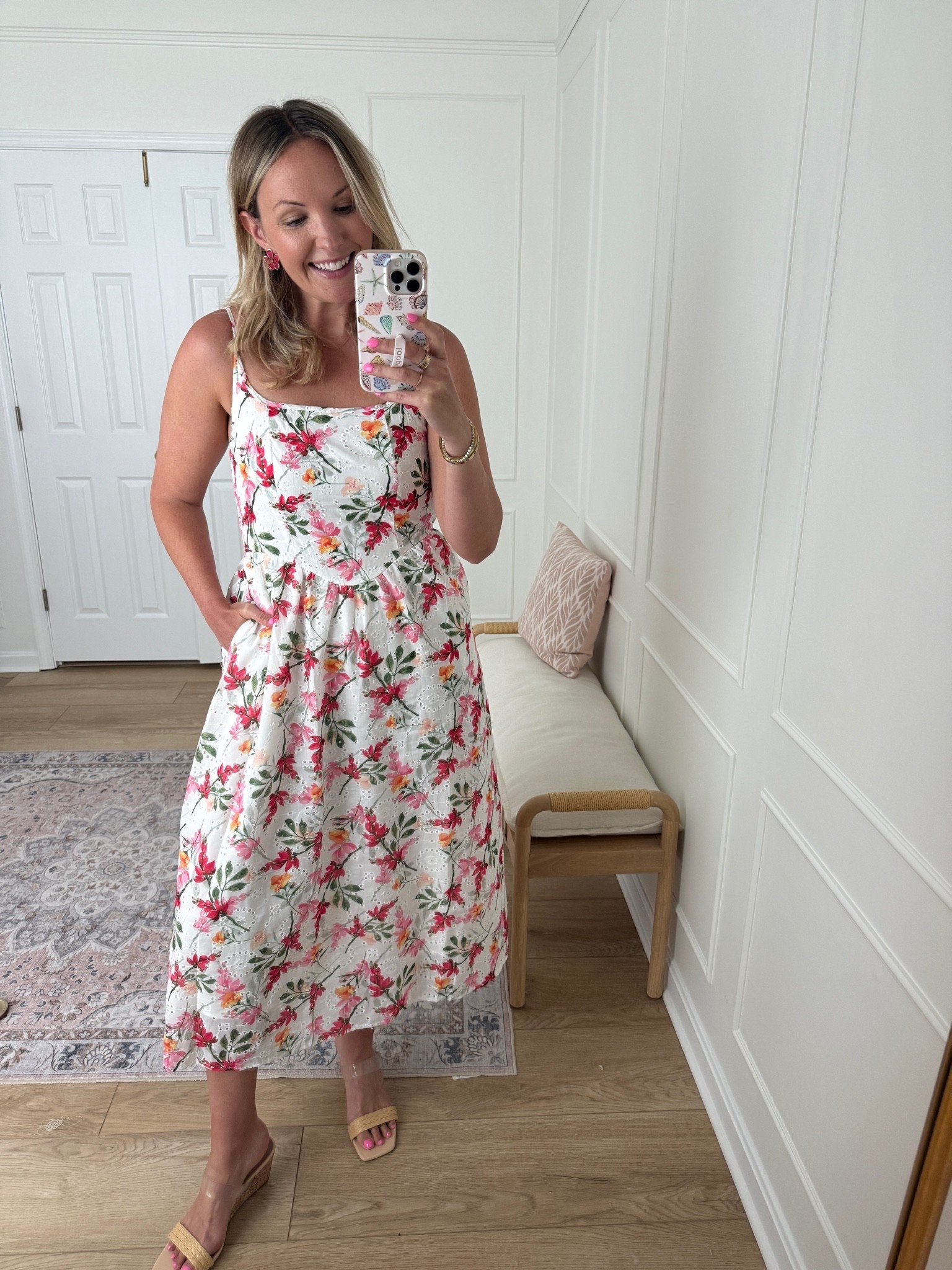 Love this floral maxi for any summer occasion! Wearing a med