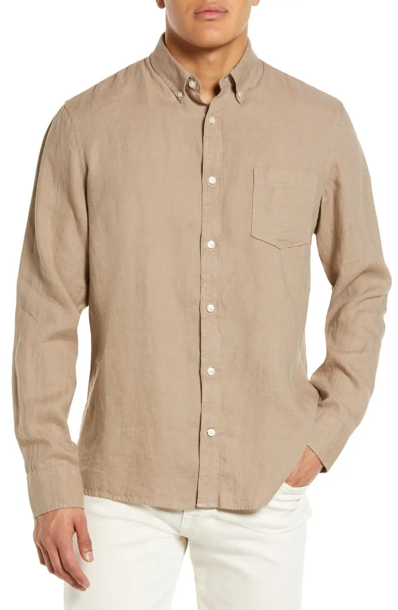 Nordstrom Trim Fit Solid Linen Button-Down Shirt | Nordstrom | Nordstrom