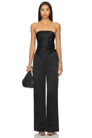 Textured Satin Scarf Top in Black | Revolve Clothing (Global)