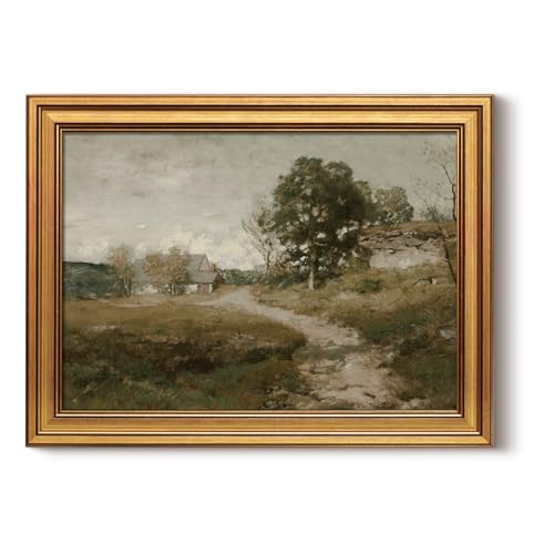 ARPEOTCY Gold Framed Canvas Wall Art, 12x16inch, Country Road Landscape Art Prints, Retro Vintage Decor for Kitchen Bedroom Living Room Shelf, Rustic Earthy Moody Decor,Small | Amazon (US)