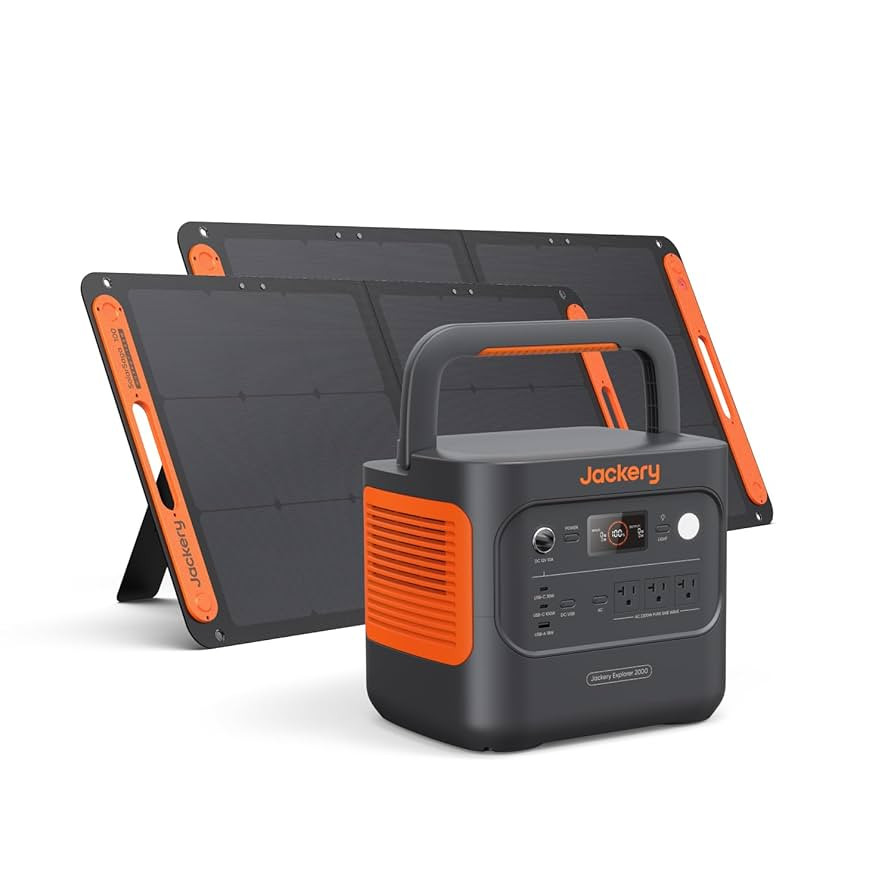 Jackery Explorer 2000 v2 Power Station and 2 * 100W Solar Panels, 2042Wh LiFePO4 Home Backup Batt... | Amazon (US)