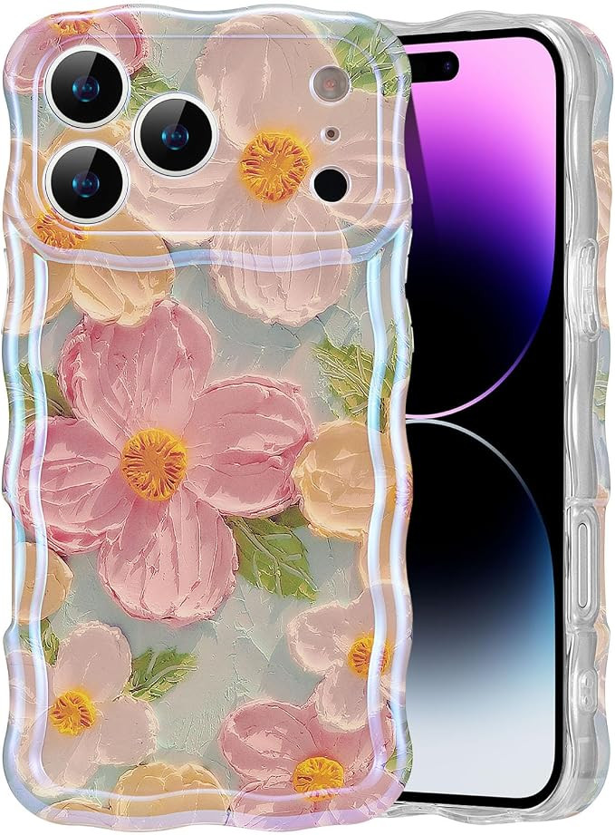 EYZUTAK Handyhülle für iPhone 17 Pro Max, Bunte Vintage Ölgemälde Blumen Hülle mit Glitzer L... | Amazon (DE)