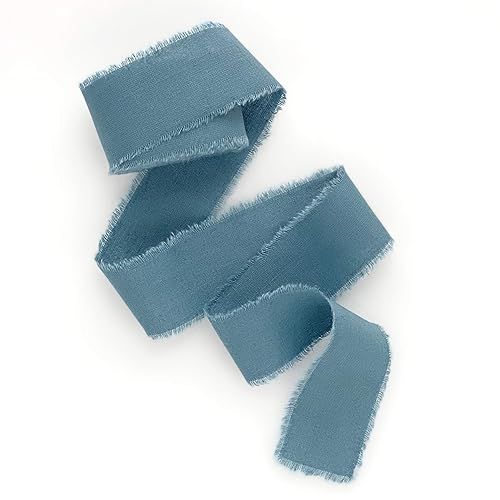 Amazon.com: Slate Blue 2" wide 5yd satin ribbon, cotton frayed edges hand dyed, for Rustic weddin... | Amazon (US)