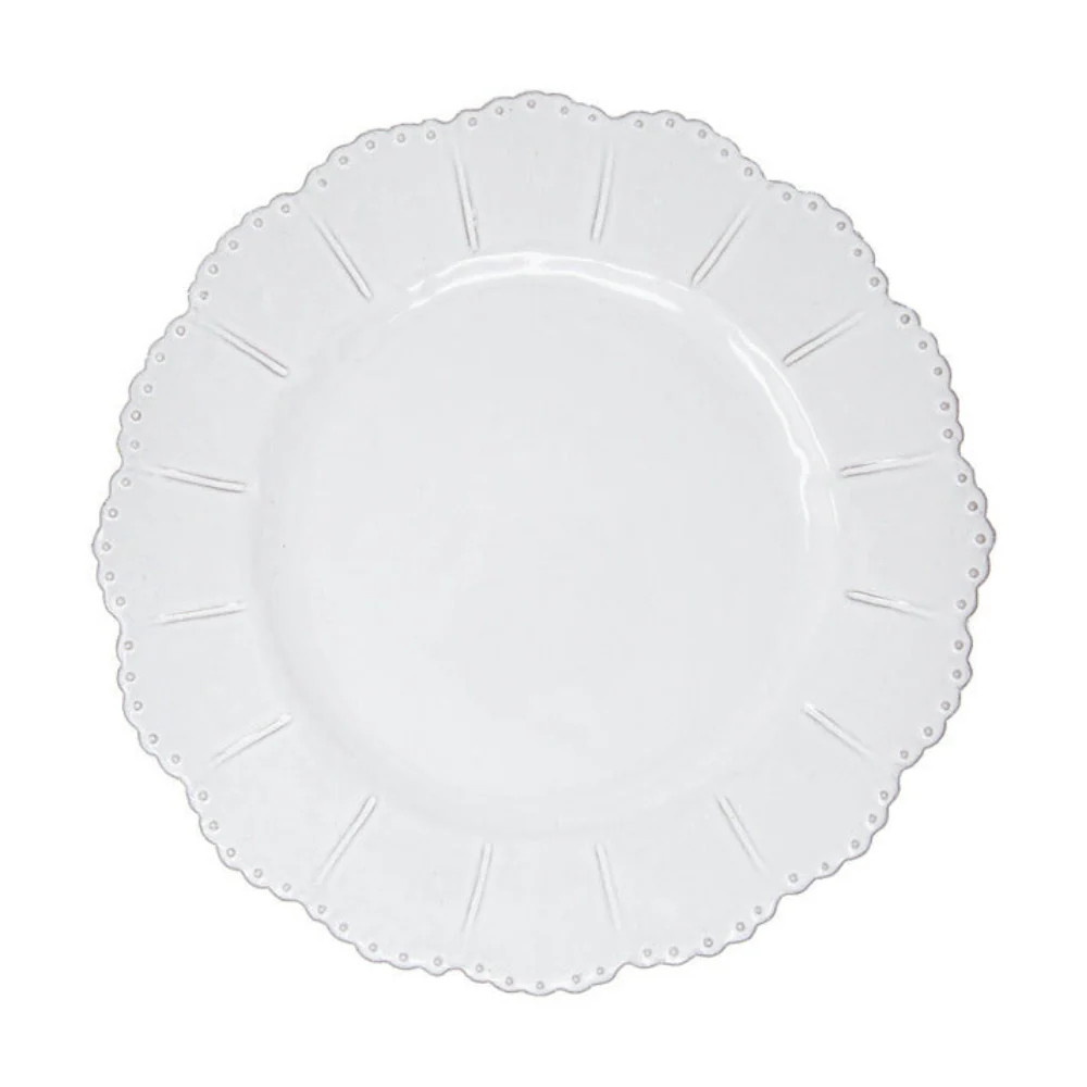 Bella Bianca Beaded Dinner Plate | Arte Italica & Crown Linen Designs