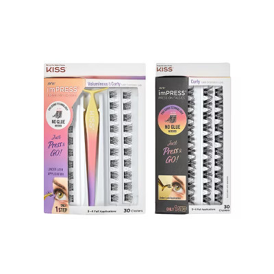 KISS Products imPRESS Self Adhesive False Eyelashes Kit - Voluminous & Curly - 60ct | Target