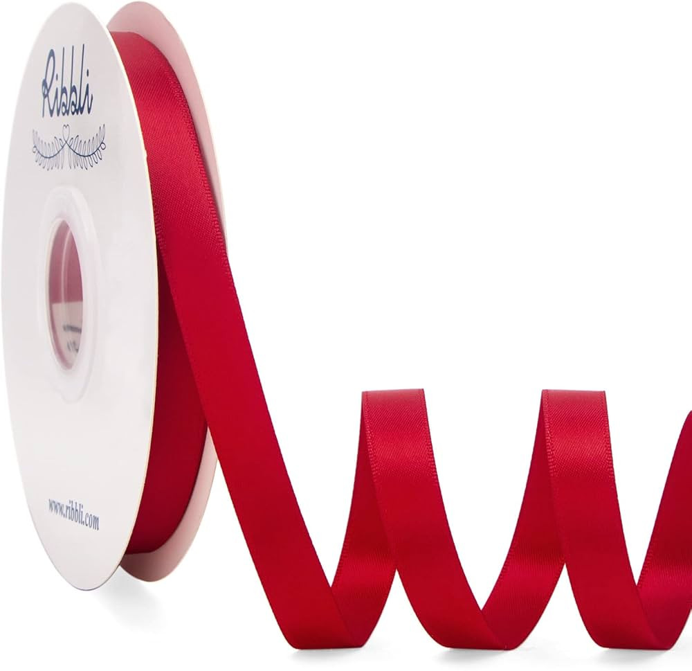 Ribbli Red Satin Ribbon Double Faced Satin 1/2 inch x Continuous 50 Yards-Red Ribbon for Gift Wra... | Amazon (US)