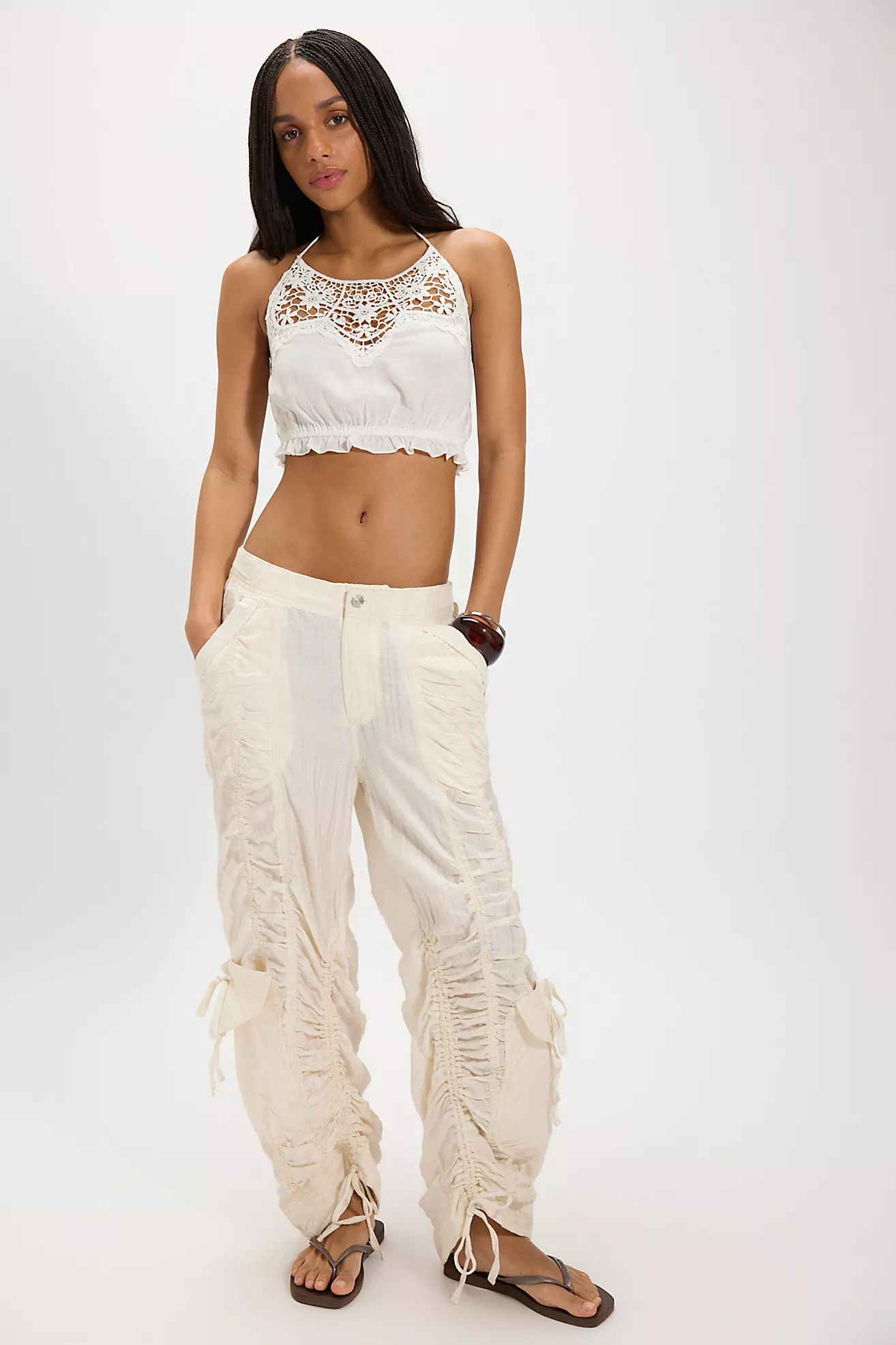 We The Free Scorpio Shirred Mid-Rise Cargo Pants | Free People (Global - UK&FR Excluded)