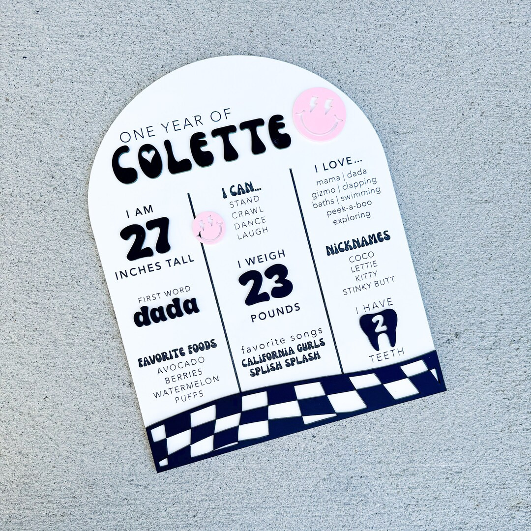 First Year Milestone Stat Board | One Happy Babe | One Happy Dude | 1st Birthday Party Decor | On... | Etsy (US)