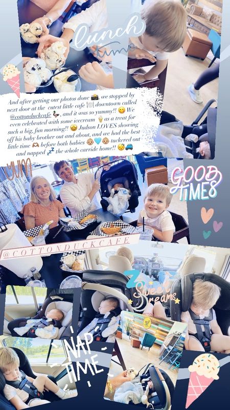 And after getting our photos done 📸, we stopped by next door at the  cutest little cafe 🍽️ downtown called @cottonduckcafe 🦆, and it was so yummy!! 😋 We even celebrated with some icecream 🍦as a treat for such a big, fun morning!! 🤩 Judson LOVES showing off his baby brother out and about, and we had the best little time 🫶🏽 before both babies 👶🏼🩵👶🏼 tuckered out and napped 💤 the whole carride home!! 😴🚙

#LTKKids #LTKBaby #LTKFamily