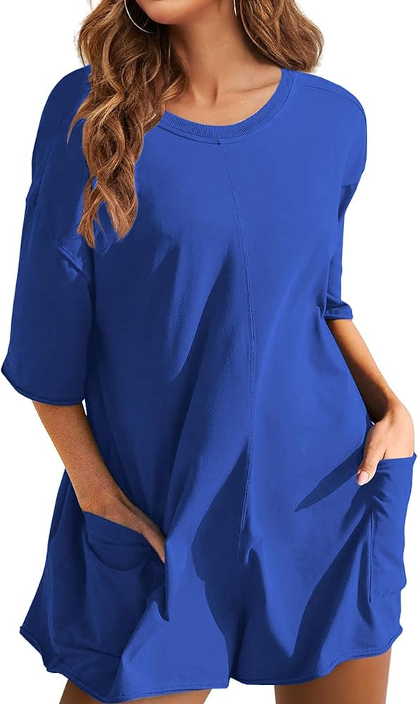 LTSCNRM Womens Tee Rompers Casual One Piece Hot Shot Oversized Overall Short Sleeve Reversible At... | Amazon (US)