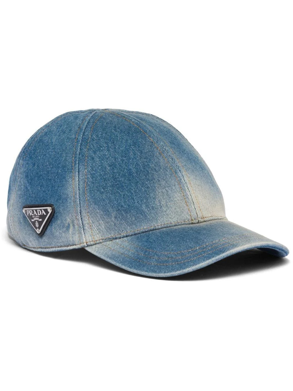 Prada Men's Classic Denim Logo Plaque Cap in Lightblue | Size Small | 2HC27412K1 | LOZURI