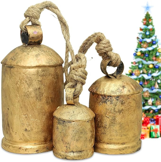 Country Rustic Shabby Chic Bells Handmade Vintage Style Iron Christmas Jingle Bells Hanging Farmh... | Amazon (US)