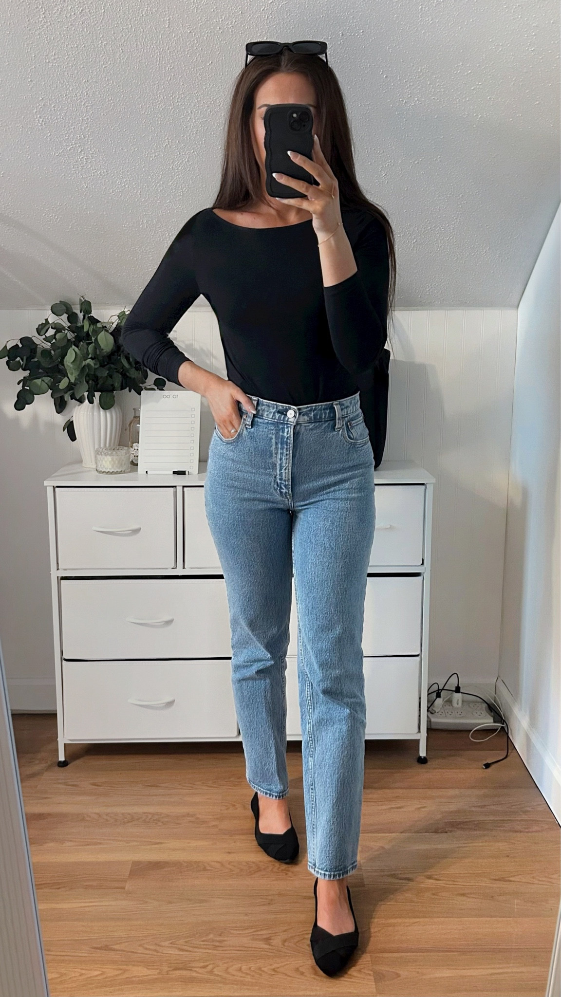 ft. @abercrombie ultra high rise 90s straight leg jeans (size 26) / @nakd black boatneck top (linking similar) / @stevemadden pointed black flats (linking similar)

spring outfits, work outfits, casual outfits, spring style, casual spring style, hollyfrocks

#LTKstyletip #LTKworkwear #LTKfindsunder100