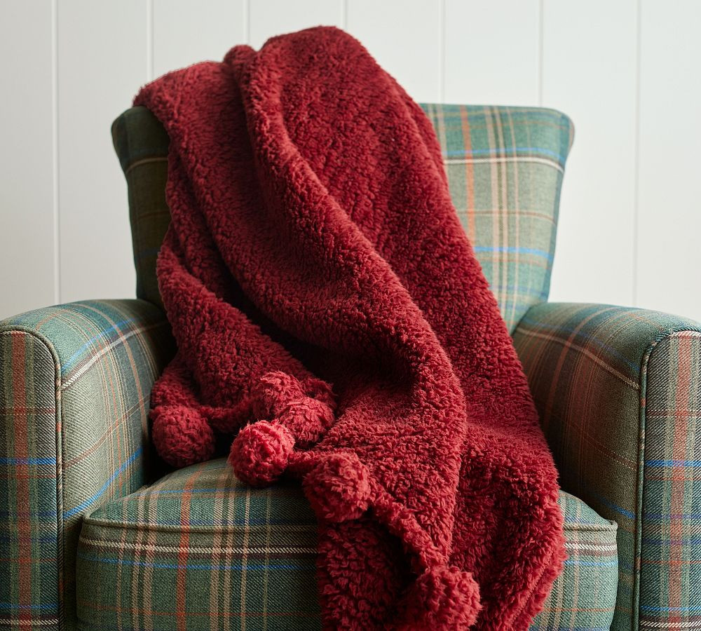 Cozy Pom Pom Sherpa Throw | Pottery Barn (US)