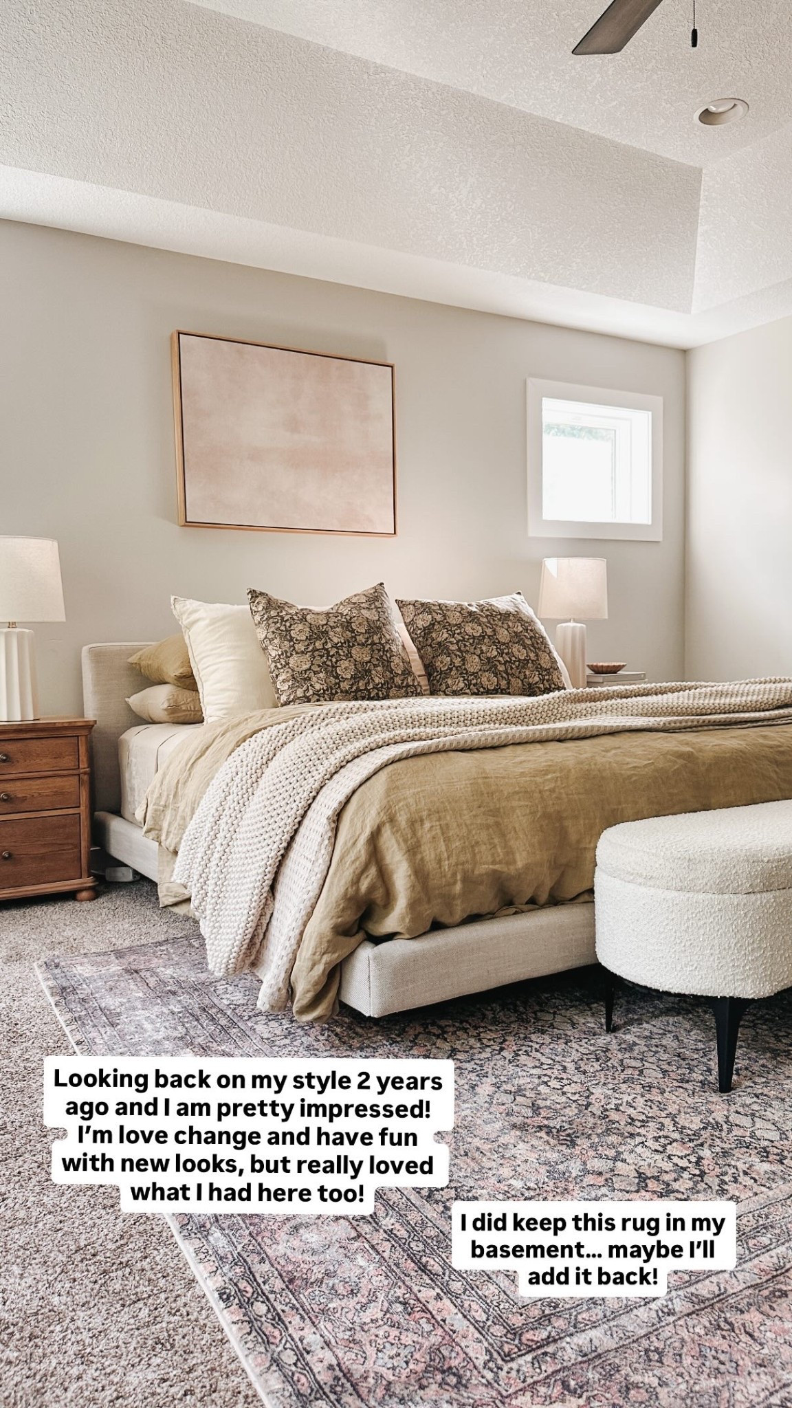 Looking back on my style 2 years ago and I am pretty impressed! I’m love change and have fun with new looks, but really loved what I had here too! I did keep this rug in my basement… maybe I’ll add it back!