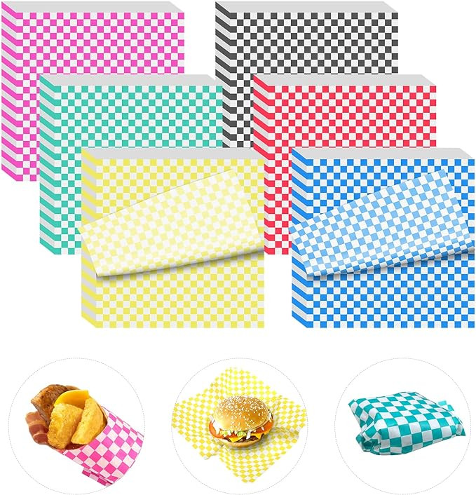 240 Sheets Variety Pack Checkered Dry Waxed Deli Paper Sheets 12x12 inch Paper Sandwich Paper Lin... | Amazon (US)