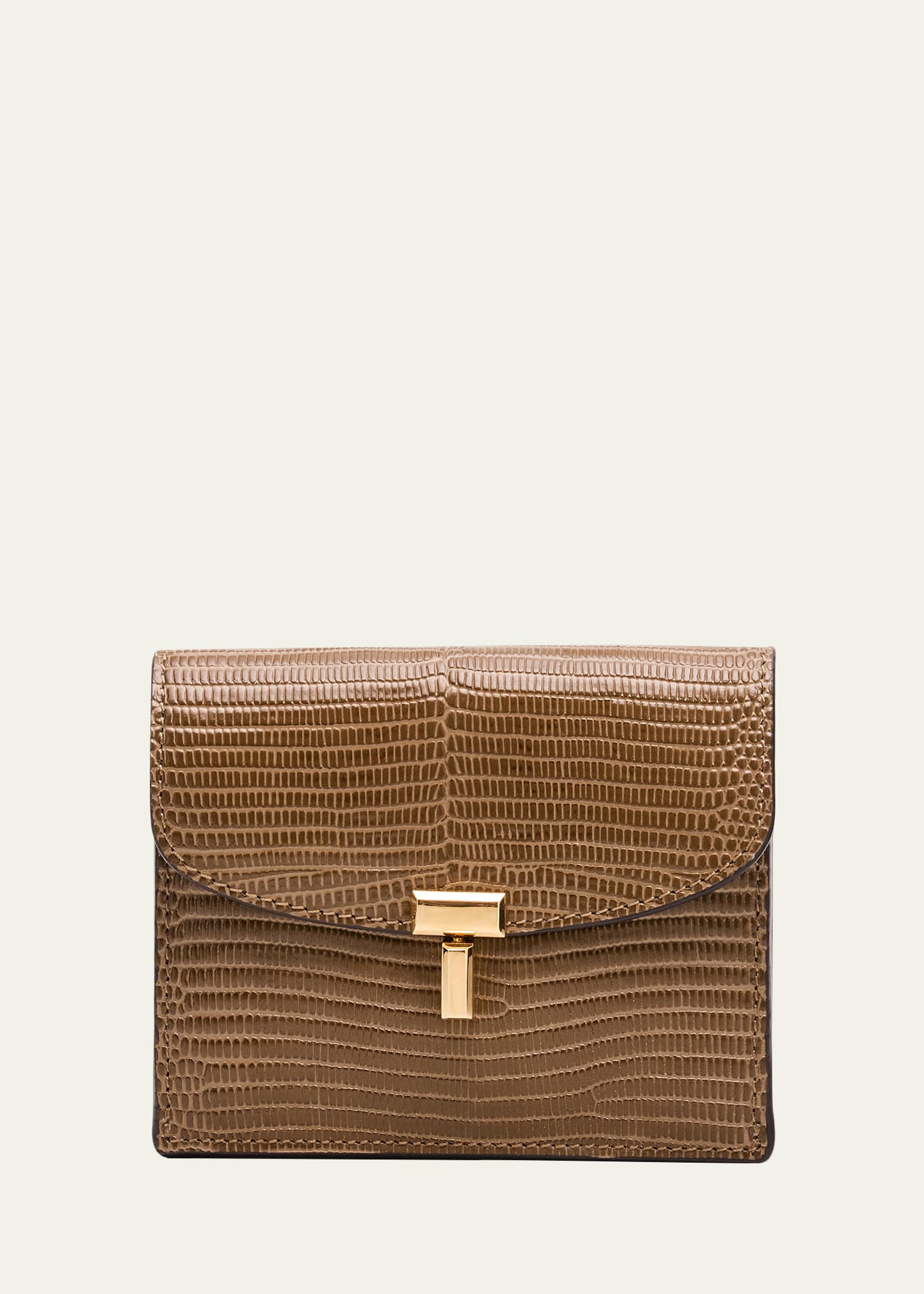 Toteme T-Lock Lizard-Embossed Leather Cardholder | Bergdorf Goodman