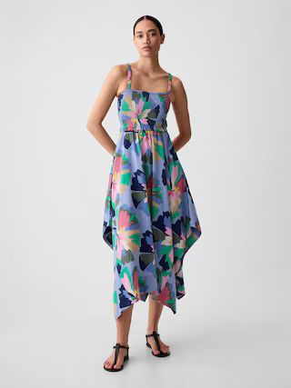 Smocked Handkerchief Hem Midi Dress | Gap (US)