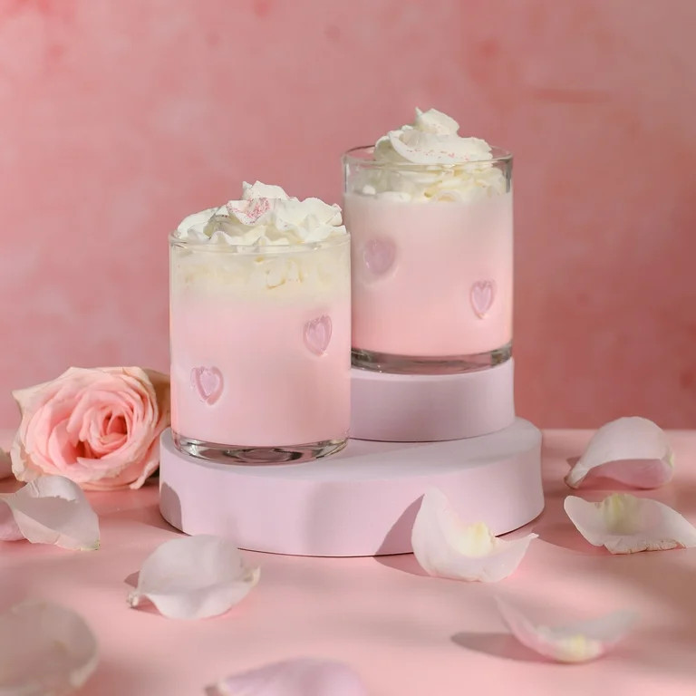 Thyme & Table 12 fl oz Valentine's Day Pink Hearts Charm Drinking Glasses, Set of 2 | Walmart (US)