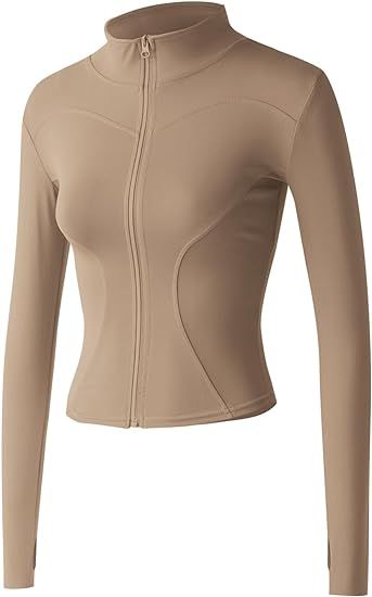 Women's Stretchy Lightweight Athletic Workout Jackets Full Zip Long Sleeve Running Top with Thumb... | Amazon (US)