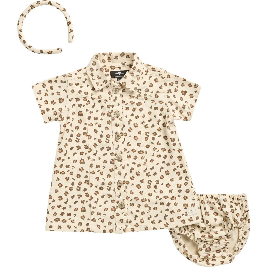 7 For All Mankind Denim Dress, Bloomers & Headband Set in Taupe at Nordstrom Rack, Size 18M | Nordstrom Rack