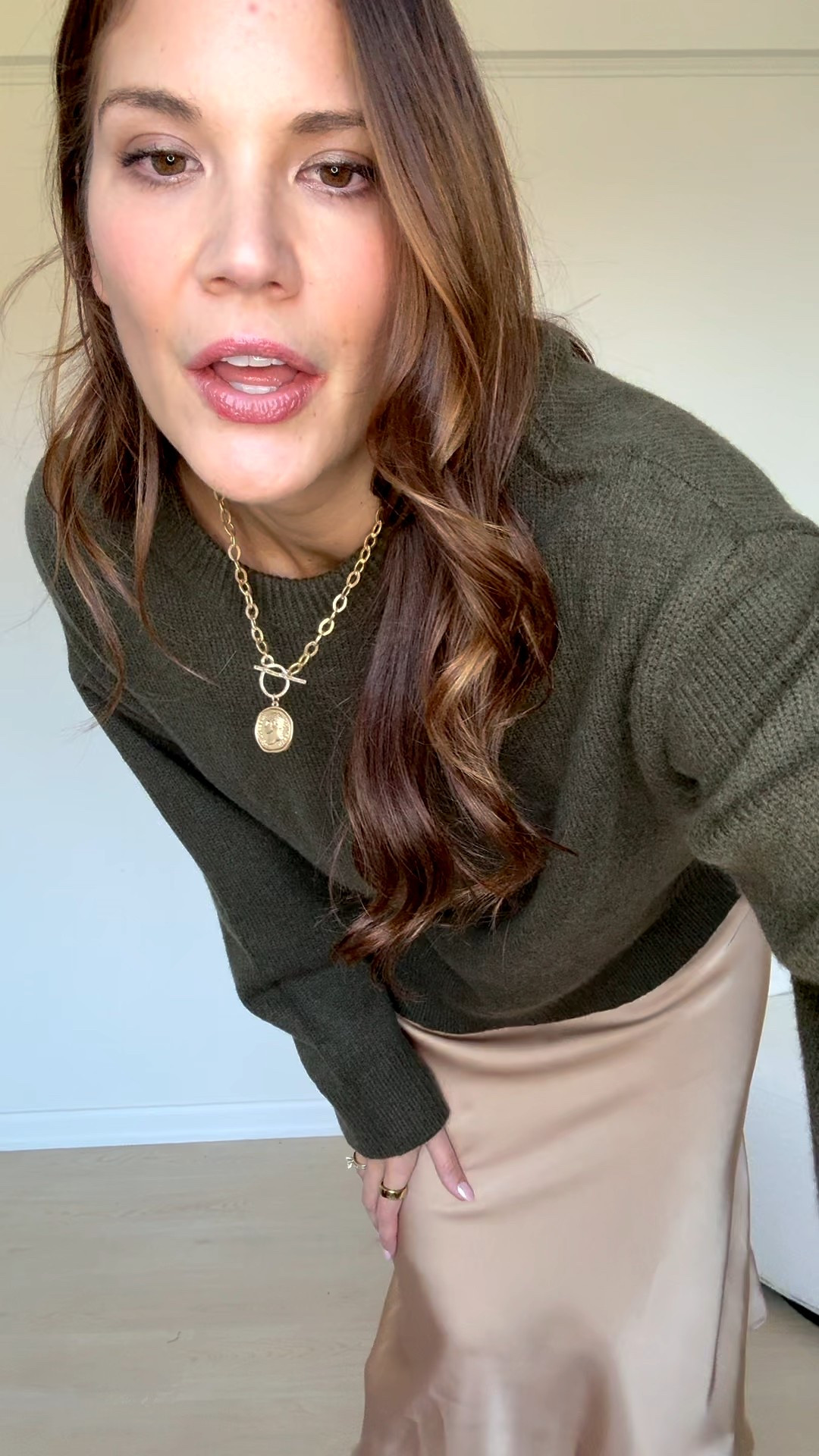 This winter look is a 10:20. The satin maxi skirt and knit pullover sweater combo is so cute.

Date night look, Holiday party outfit, knee high boots, satin skirt, women's sweater, Amazon fashion, StangandCo

#LTKSeasonal #LTKTall #LTKootd