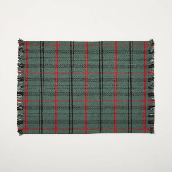 Tartan Plaid Placemat Dark Green/Red - Hearth & Hand™ with Magnolia | Target