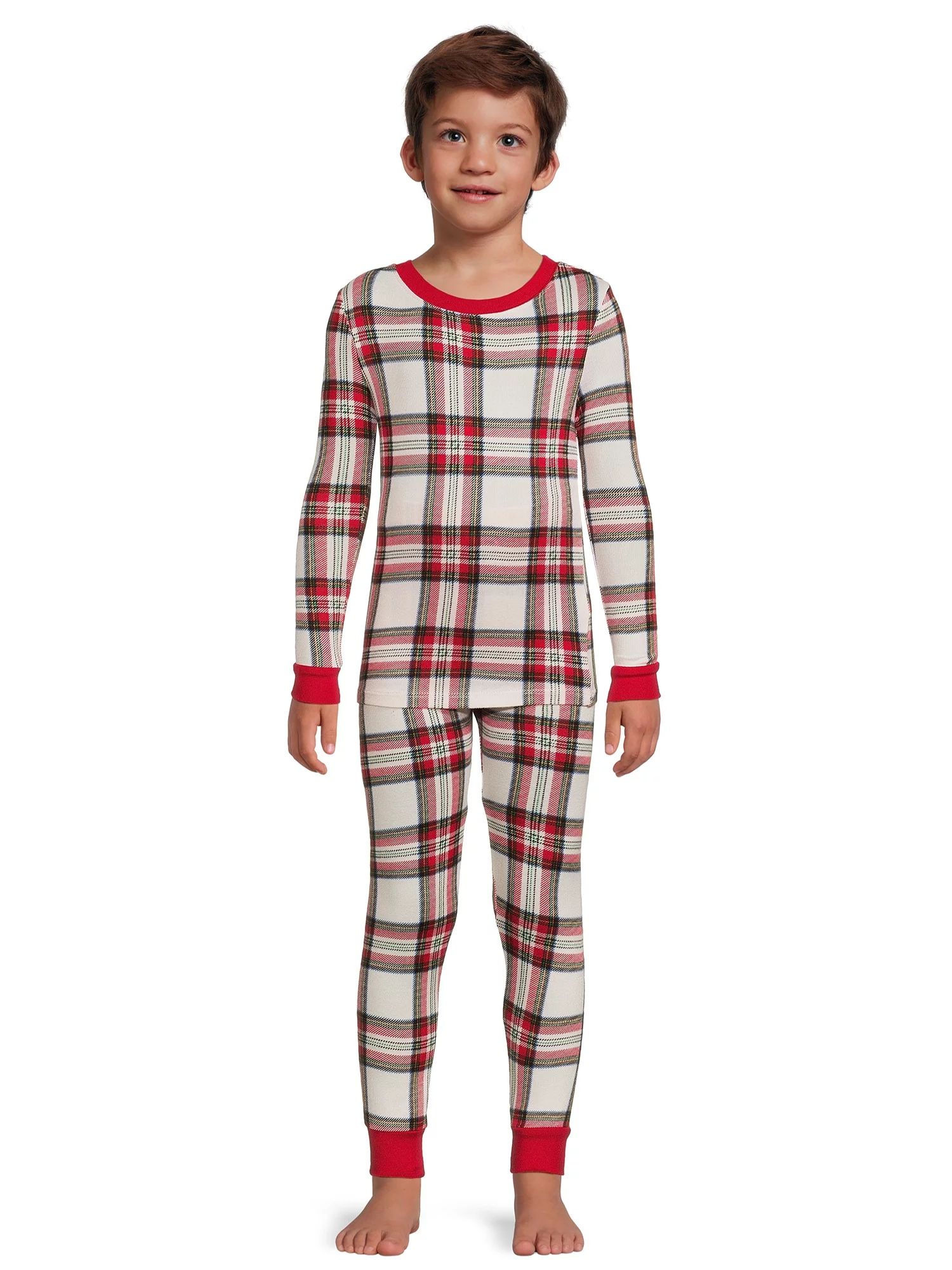 Holiday Time Boys Tight Fit Long Sleeve Pajama Top and Pants, 2-Piece Set, Sizes 4-10 | Walmart (US)