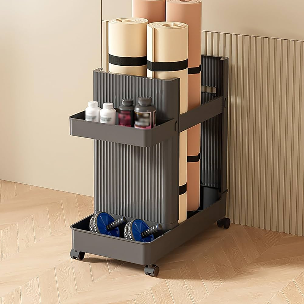 Home Gym Storage,2 Tiers Workout Equipment Organizer with Wheels Workout Equipment Storage Organi... | Amazon (US)