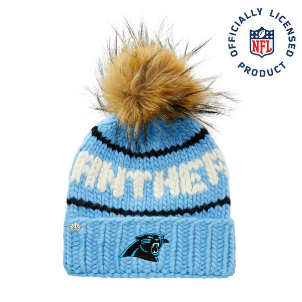 CAROLINA PANTHERS LELE SADOUGHI X NFL SKY BEANIE FAUX FUR POM | LELE SADOUGHI