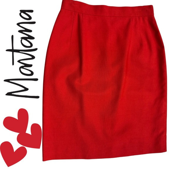 Vintage Claude Montana Paris Red Orange Pencil Skirt 4 Small 28” Valentine’s Day | Poshmark