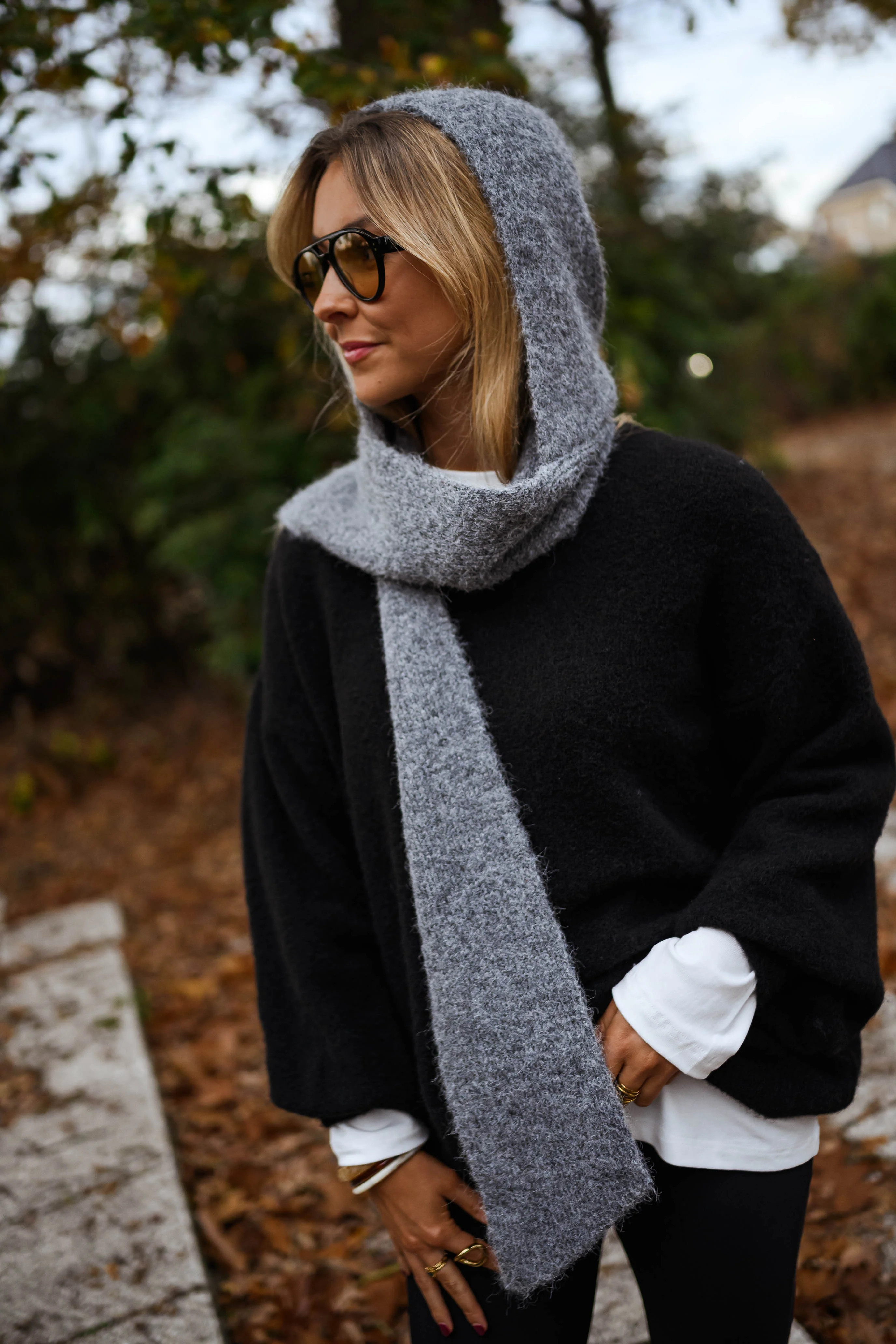 Grey Hooded Giada Scarf | Easy Clothes