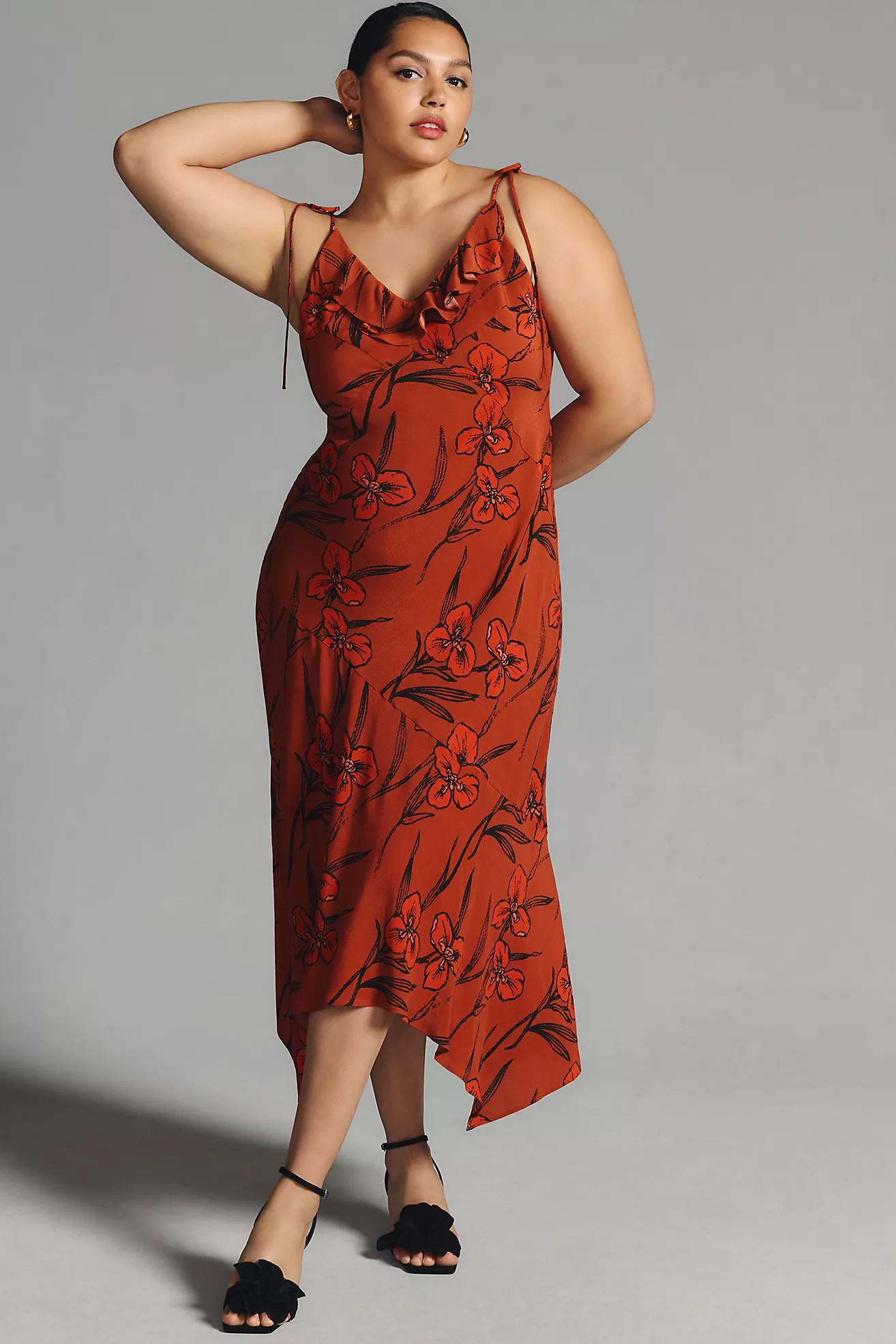 By Anthropologie Ruffled V-Neck Slip Dress | Anthropologie (US)