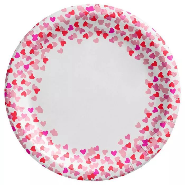 30ct Valentine's Day Confetti Heart Dinner Plates Pink - Spritz™ | Target