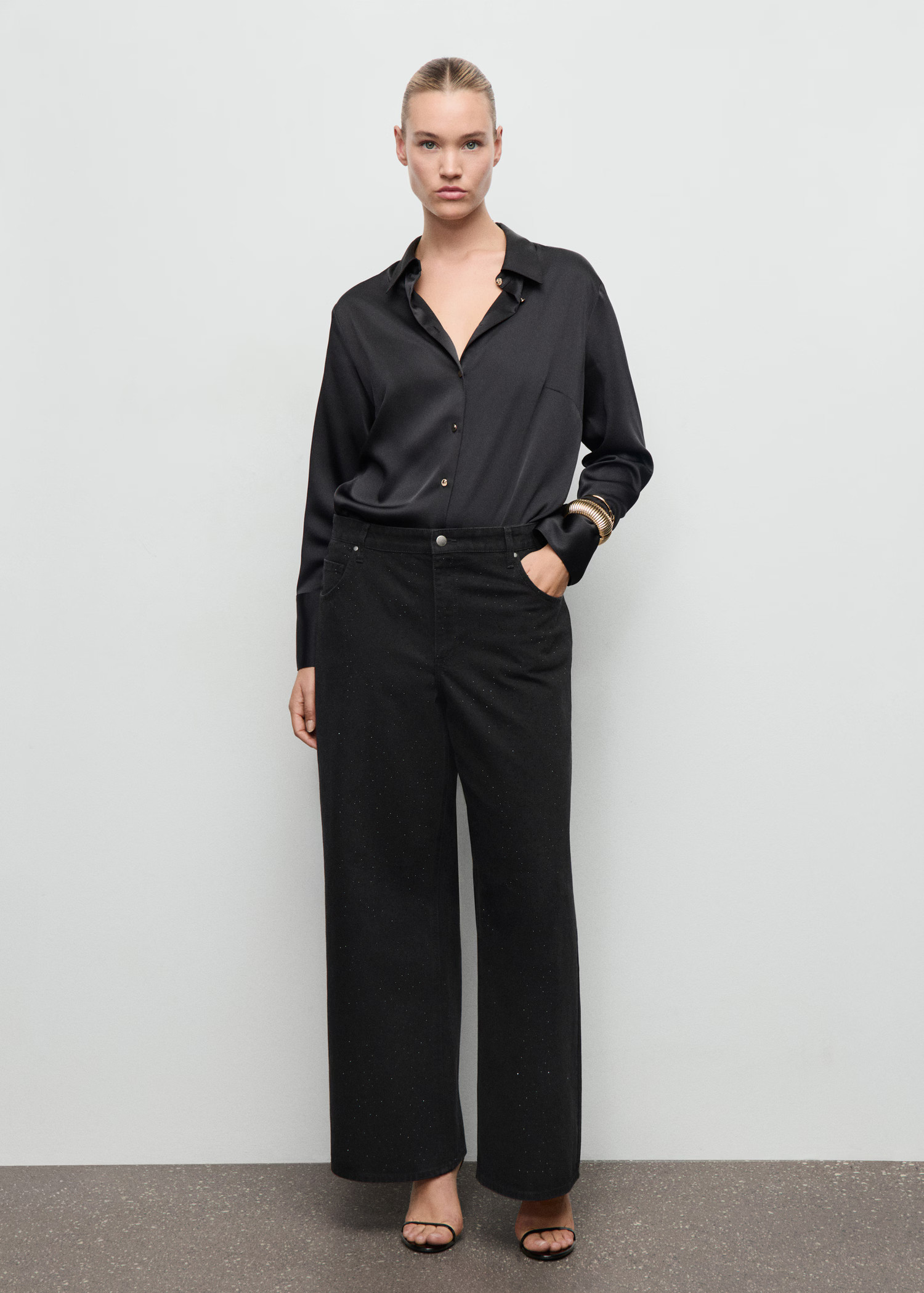 Wide-leg jeans with rhinestones - Women | MANGO USA | Mango (US/MX/AU)