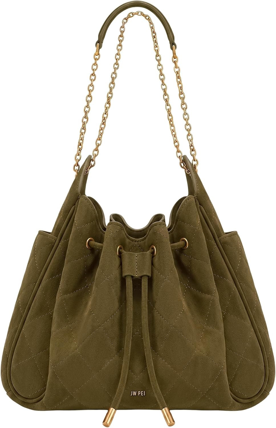 JW PEI Women's Rowan Ruched Drawstring Chain Bucket Bag | Amazon (US)