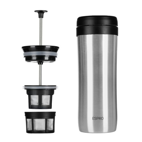 ESPRO P1 12 Ounces French Press Coffee Maker for Travel, Double-Walled Stainless Steel Vacuum Insulated, Brushed Stainless Steel | Amazon (US)