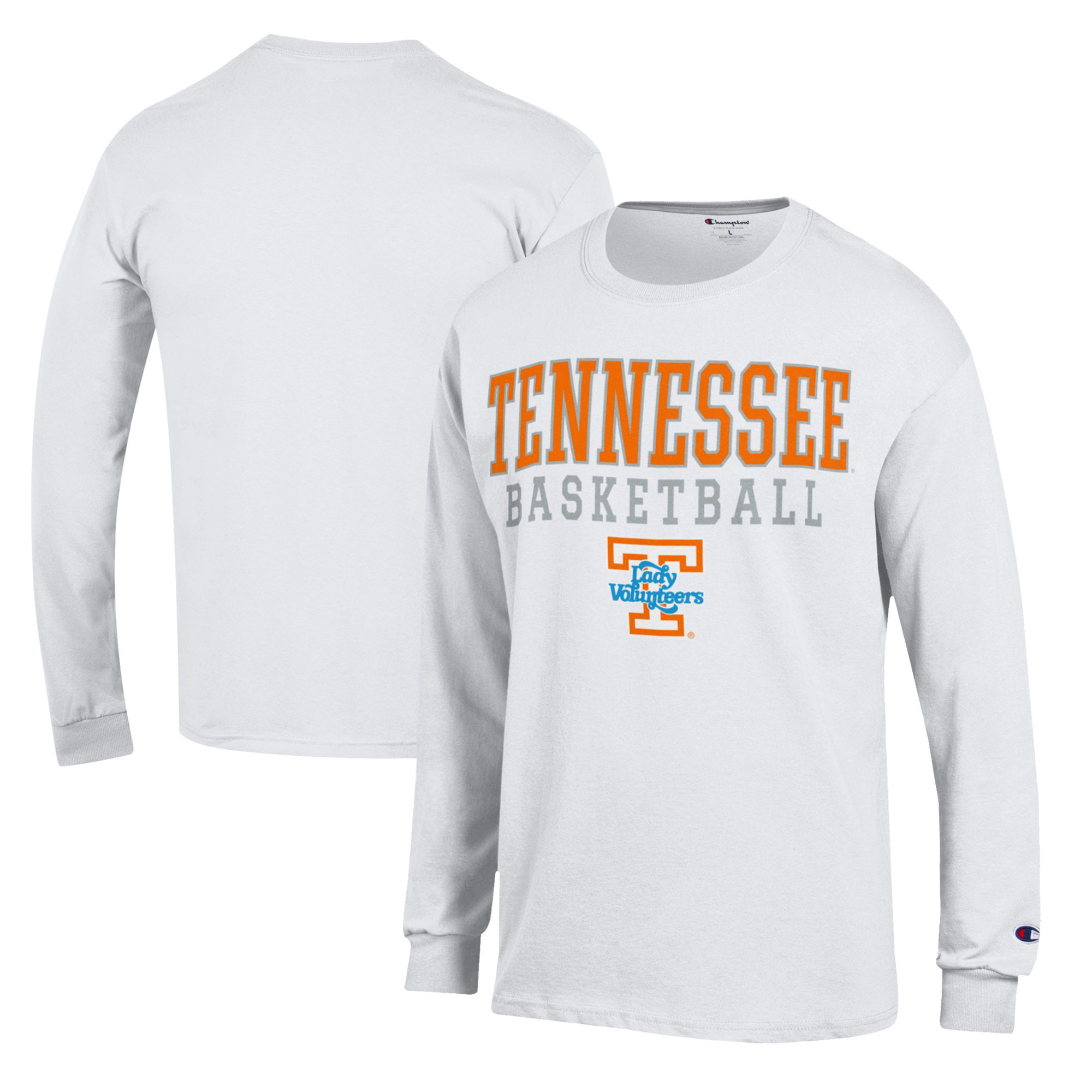 Men's Champion White Tennessee Volunteers Lady Vols Basketball Stack Long Sleeve T-Shirt | Fanatics