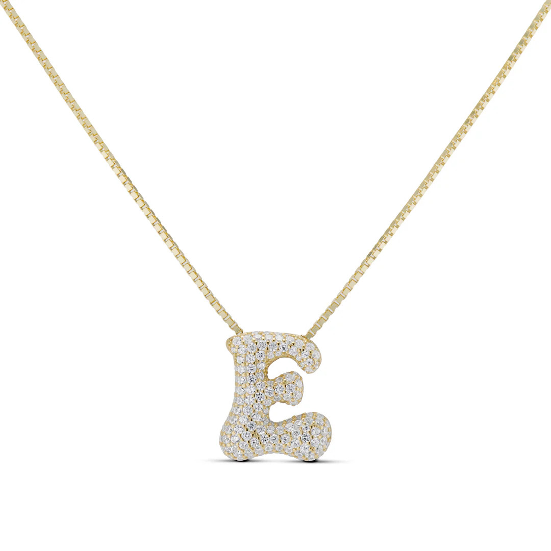 ICED MEDIUM JUMBO LETTER NECKLACE | EP JEWELS 