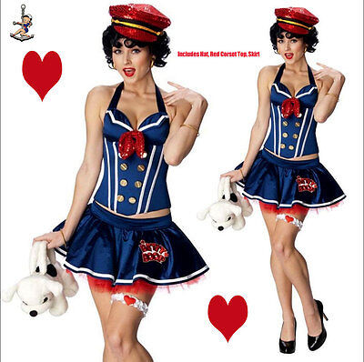 Betty Boop Sailor Costume Navy Pin-up Girl Retro Womens Adult Corset Skirt Hat  | eBay | eBay US