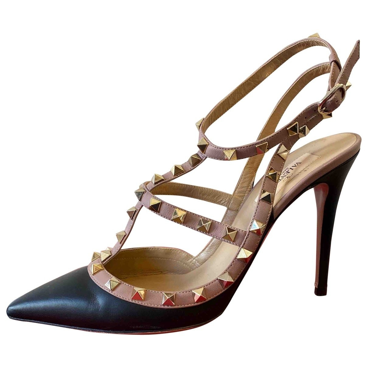 Valentino Garavani Rockstud Black Leather Heels for Women 40 EU | Vestiaire Collective (Global)