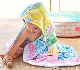 Lilly Pulitzer Cheek to Cheek Baby Beach Hooded Towel UPF 50+ | Pottery Barn Kids