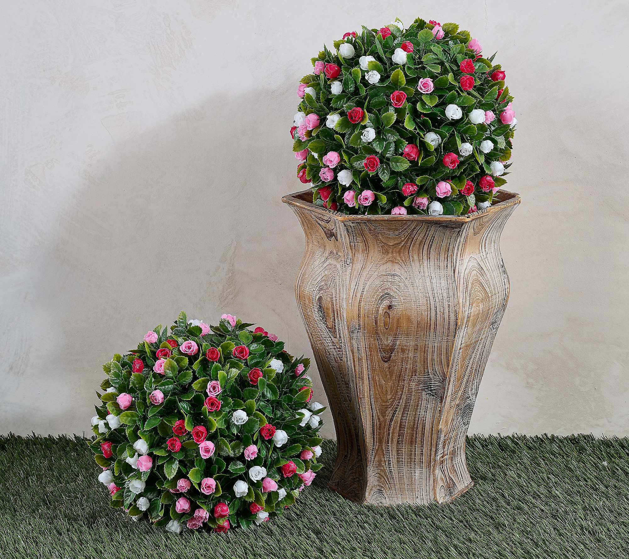 Wicker Park Set of 2 Indoor/Outdoor 13"" Rosebud Spheres | QVC