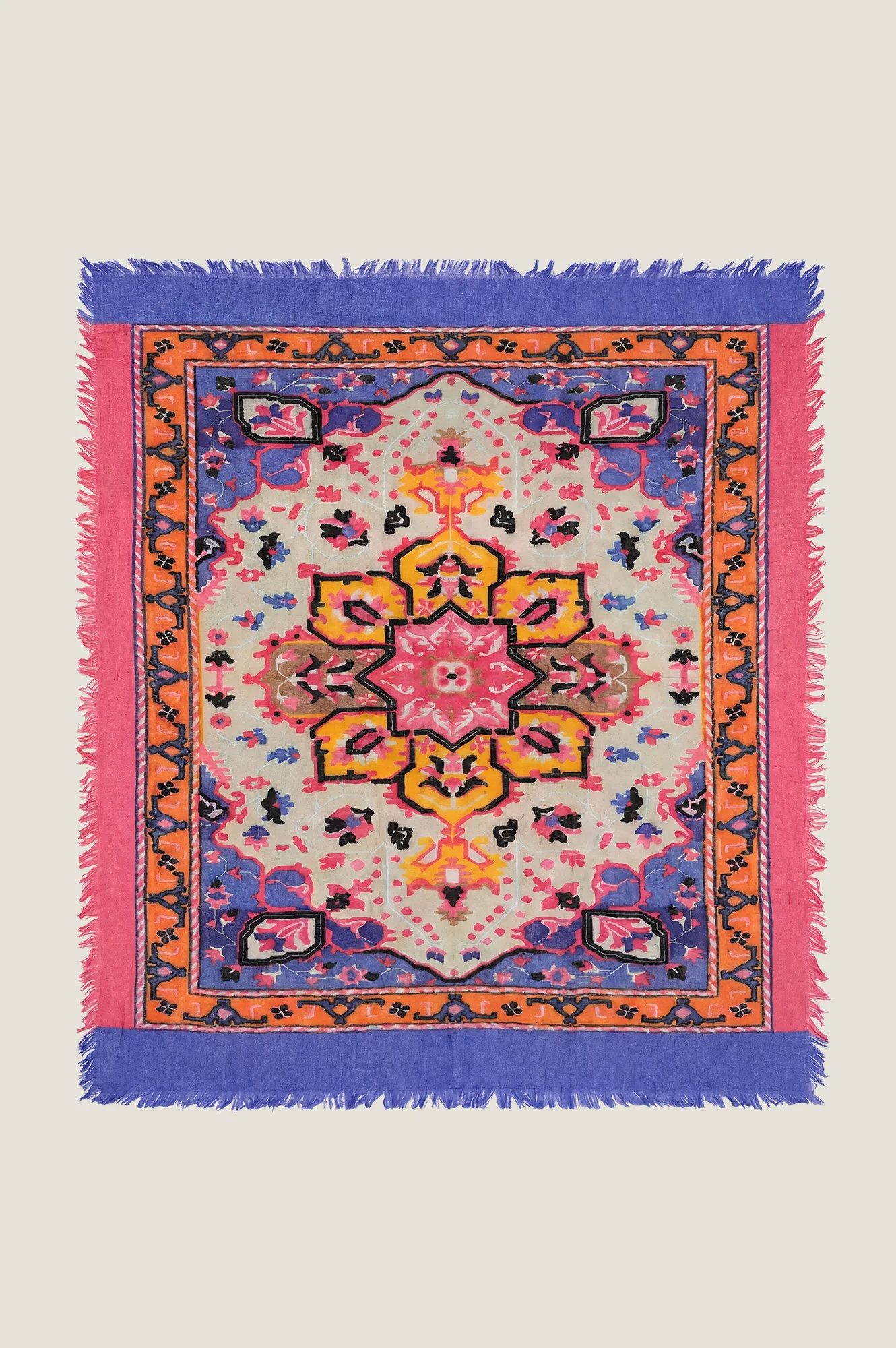 Border Print square scarf | Pink/Purple/Orange | Aspiga US