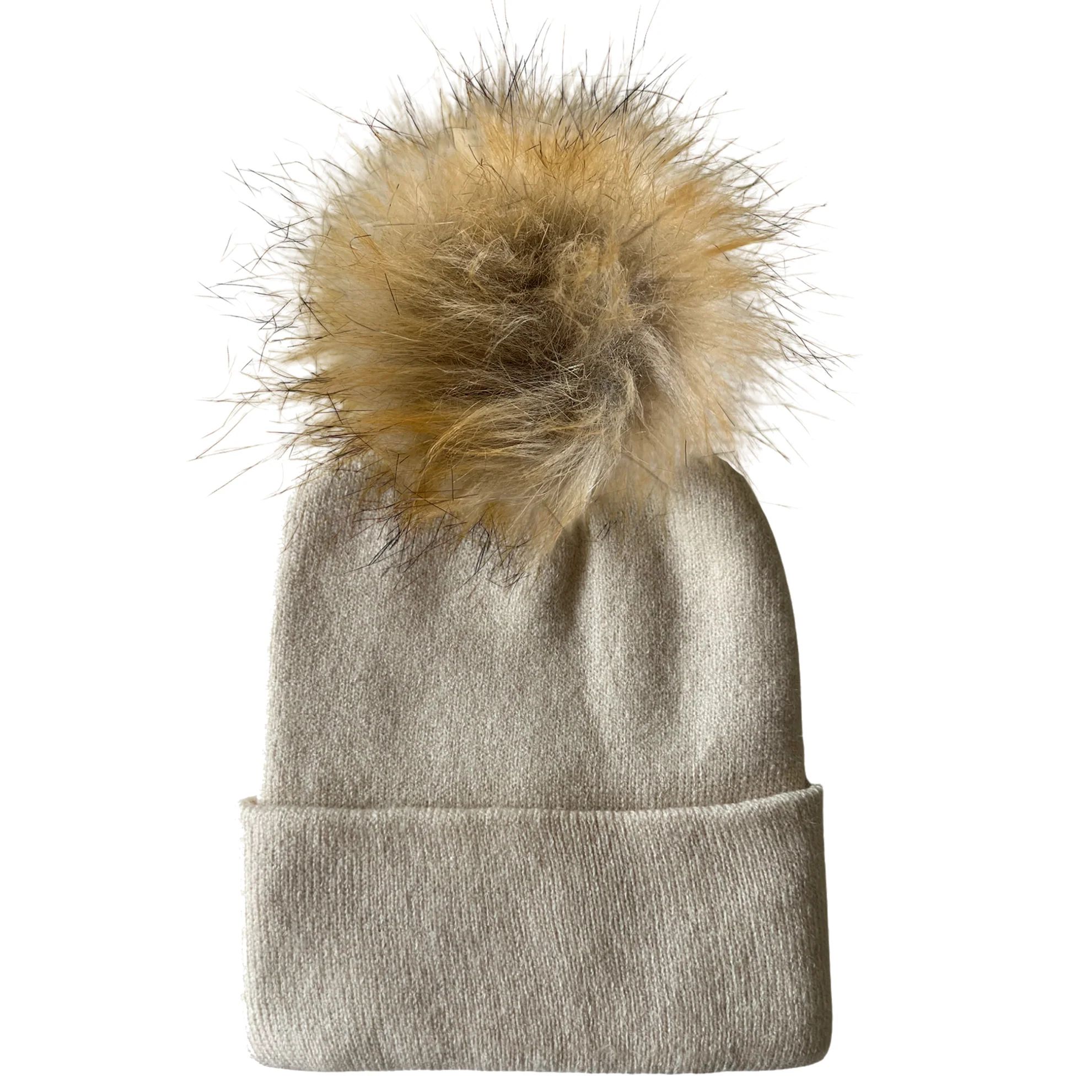 Baby's First Hat, Sand Fur Pom | SpearmintLOVE