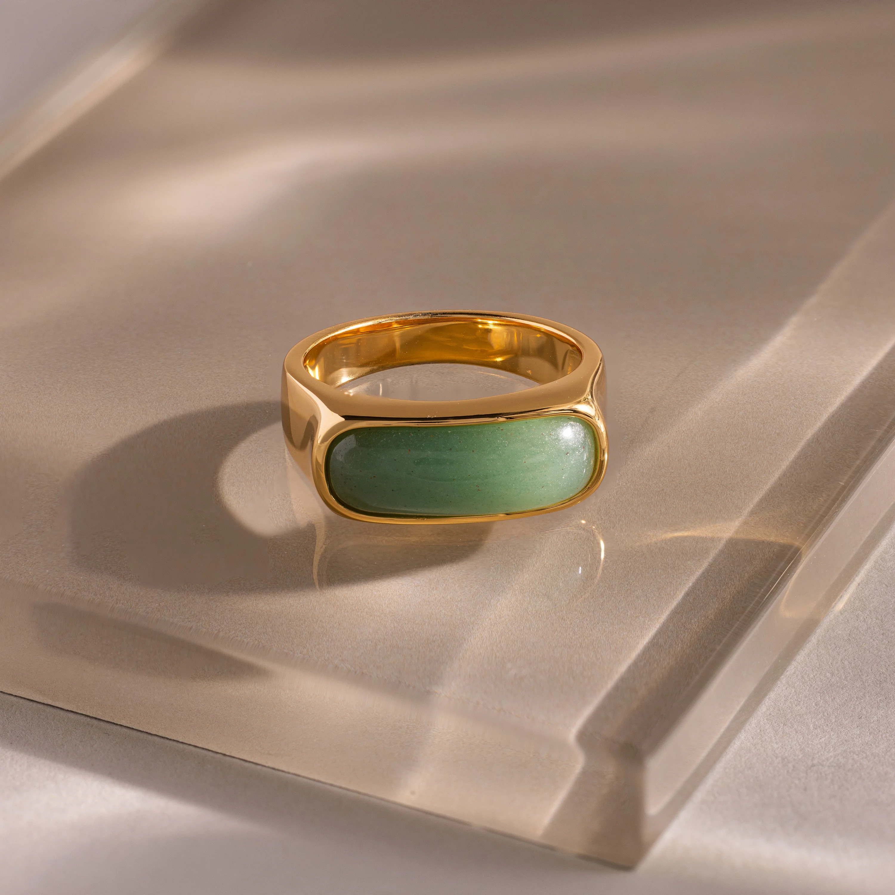 Bold Green Jade Gemstone Signet Ring | Caitlyn Minimalist | Caitlyn Minimalist