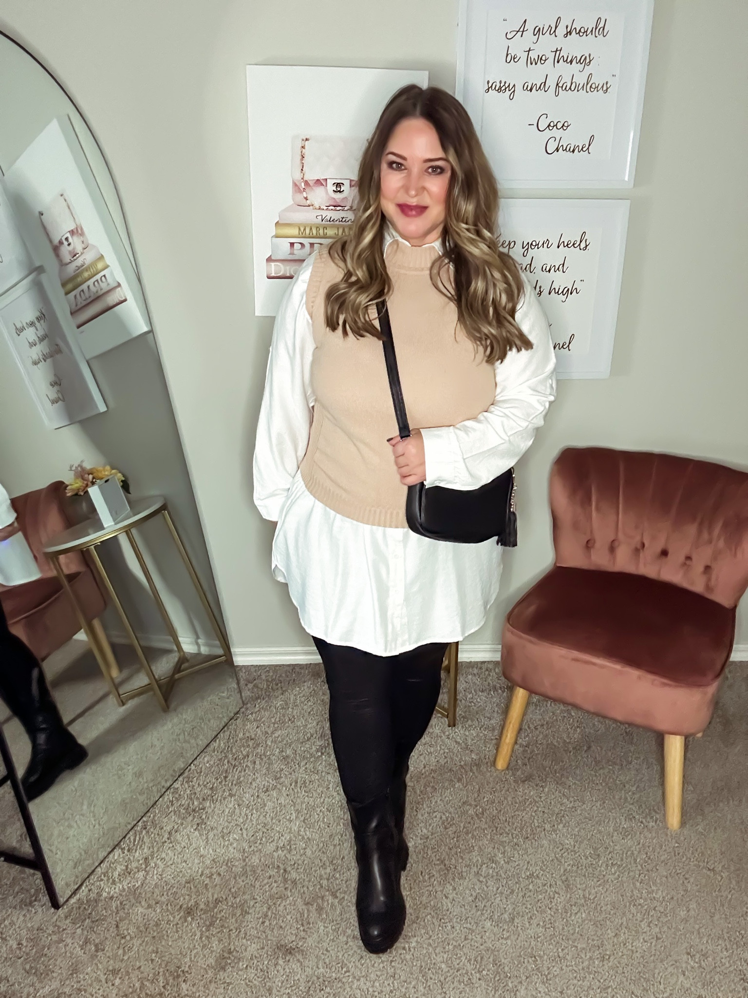 Sweater vest (linking similar)
Shirt dress xxl (sized up one size for more hip room)
Leggings size 1X (size up)

#LTKcurves #LTKunder50 #LTKstyletip