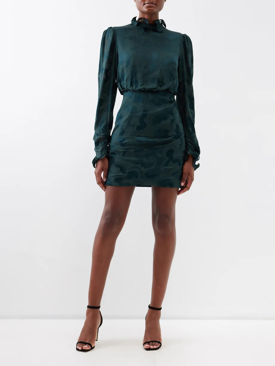 Rina B ruffled satin-jacquard mini dress | Saloni | Matches (US)