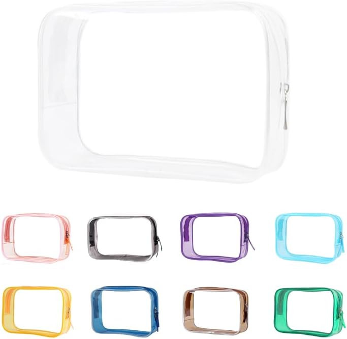 Small Clear Pouch, Clear Makeup Bag, 6.6"x2.3"x4.7" TSA Approved Toiletry Bag, Clear Travel Bags ... | Amazon (US)