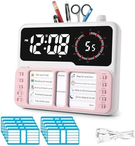 7-in-1 Visual Timer with Task Planner - Pink | Amazon (US)